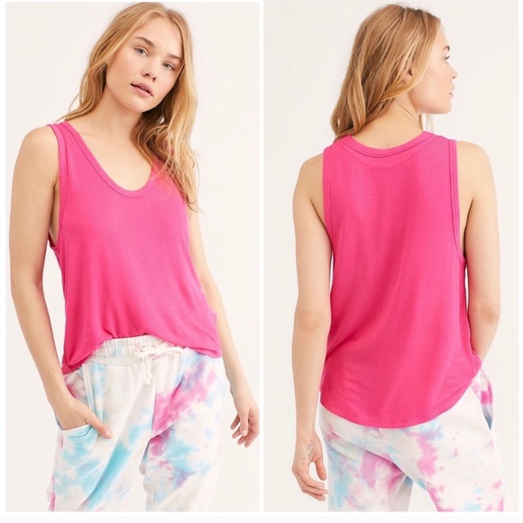 Free People Tops - • FREE PEOPLE • take the plunge pink tank top
